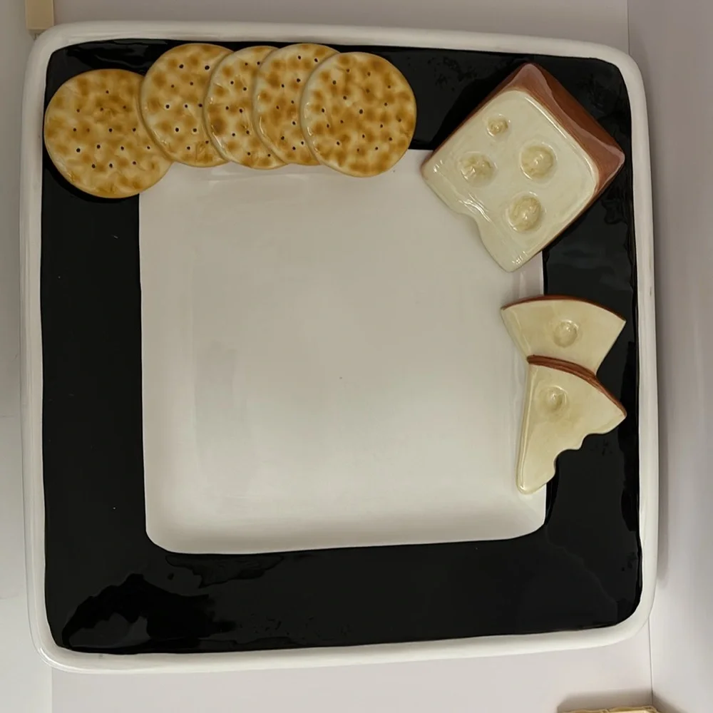 Lotus Novelty 1999 Ceramic Cheese & Crackers Platter - Picture 2 of 6